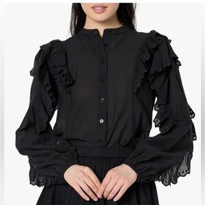 The Drop Womens Arianna Dramatic Ruffle Sleeve Cotton
Blouse size XXS